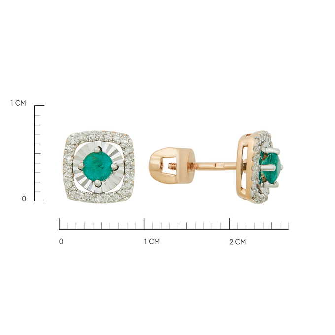 Серьги из золота 585 пробы c изумрудами и бриллиантами