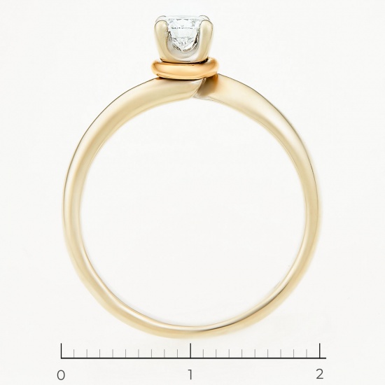 Кольцо из комбинированного золота 750 пробы c 1 бриллиантом, Л28057846 за 66760