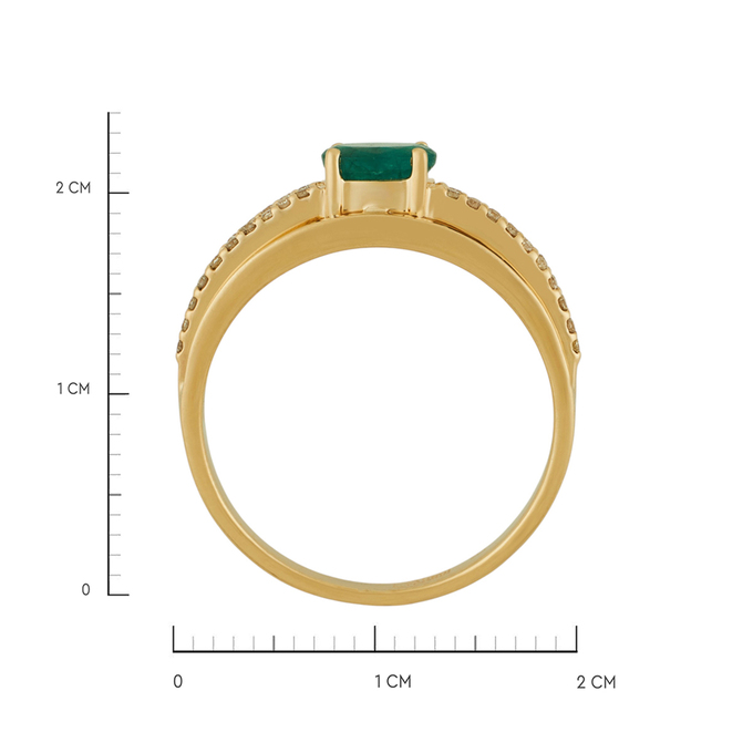 Кольцо из золота 585 пробы c изумрудом и бриллиантами, Л 3507 1935 за 45520