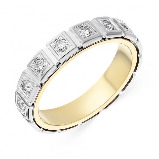 Кольцо из комбинированного золота 585 пробы c 15 бриллиантами 055676 фото 1