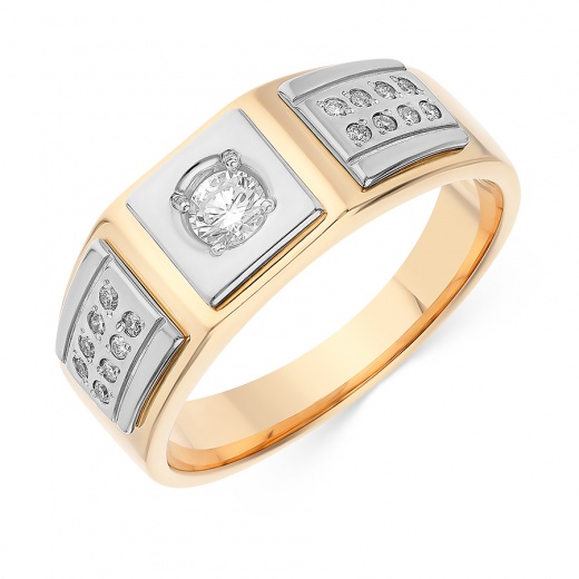 Кольцо из комбинированного золота 585 пробы c 17 бриллиантами 078755 фото 1
