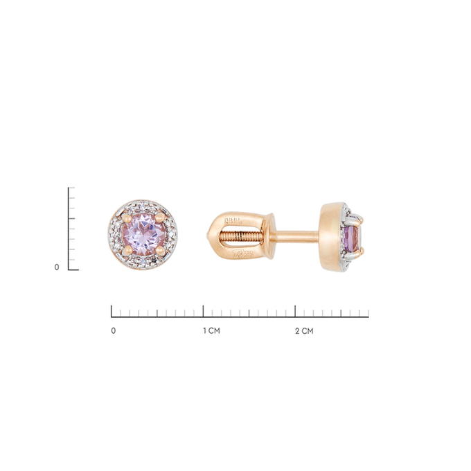 Серьги из золота 585 пробы c аметистами и бриллиантами, К 0000 2458 за 27000