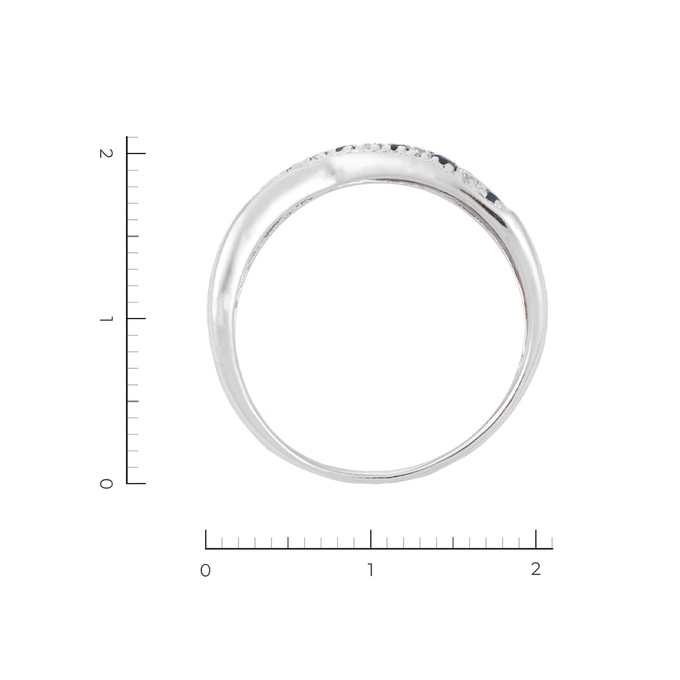 Кольцо из белого золота 585 пробы c 7 бриллиантами и 7 синт. сапфирами, Л 3208 4662 за 20930