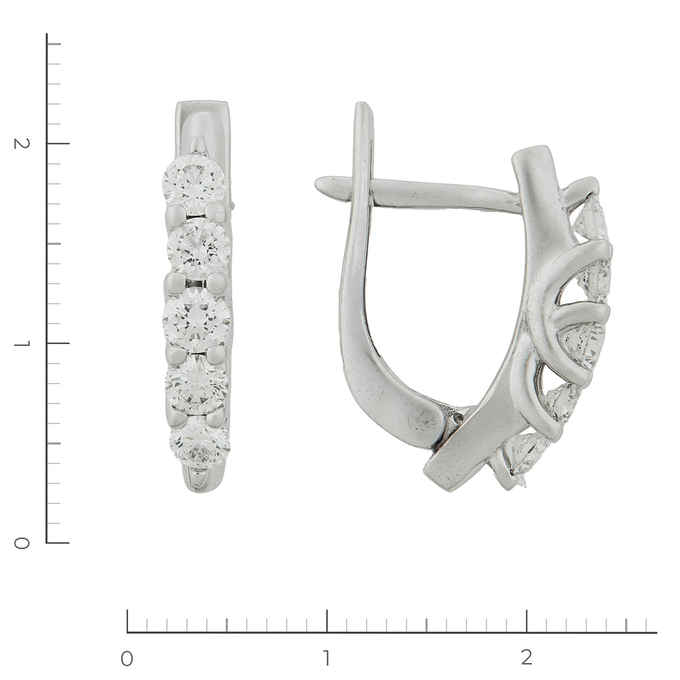 Серьги из белого золота 585 пробы c 10 бриллиантами