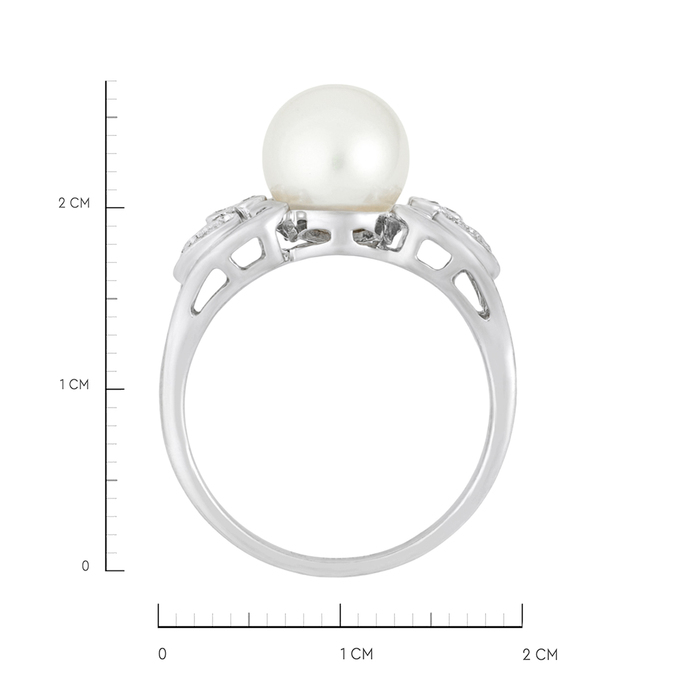 Кольцо из золота 585 пробы c бриллиантами и культивированным жемчугом, Л 3507 1959 за 53200