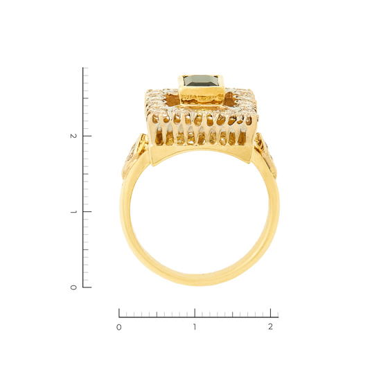 Кольцо из комбинированного золота 750 пробы c 19 бриллиантами и 1 сапфиром, Л47092011 за 126320