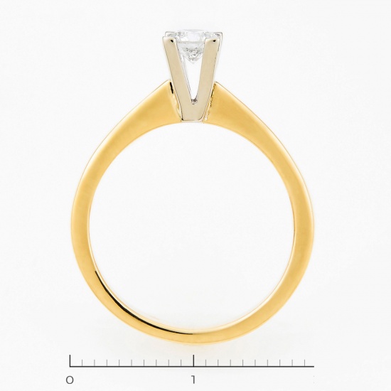 Кольцо из комбинированного золота 750 пробы c 1 бриллиантом, Л28062310 за 38400