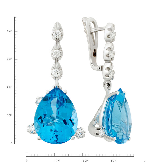 Серьги из золота 585 пробы с топазами и бриллиантами, Ц О007 3409 за 310000