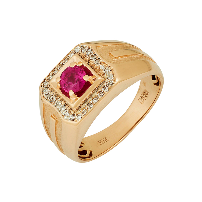 Кольцо из золота 585 пробы c рубином и бриллиантами, Л 2812 1610 за 115920