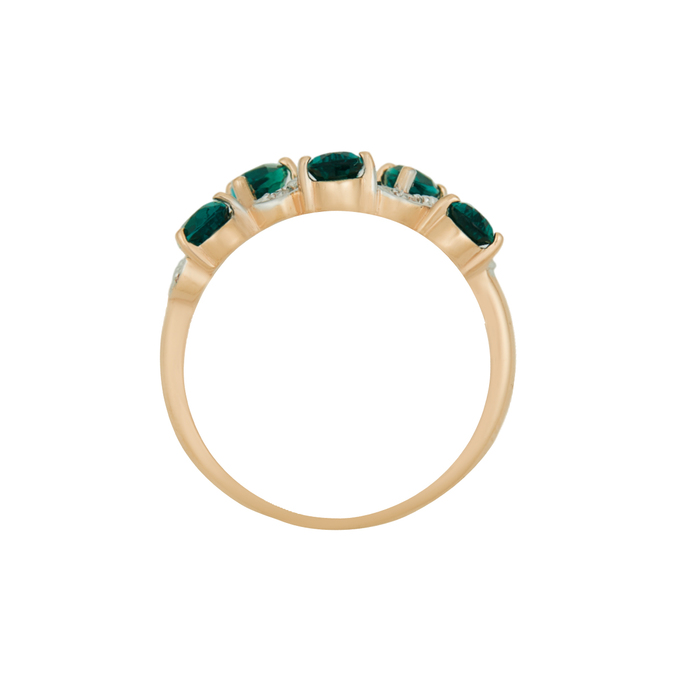 Кольцо из золота 585 пробы c бриллиантами и синтетическими изумрудами, Л 2908 6659 за 24720