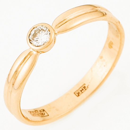 Кольцо из красного золота 585 пробы c 1 бриллиантом, Л52069169 за 11250