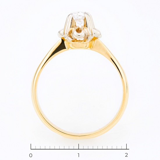Кольцо из комбинированного золота 750 пробы c 1 бриллиантом, Л28067057 за 88375