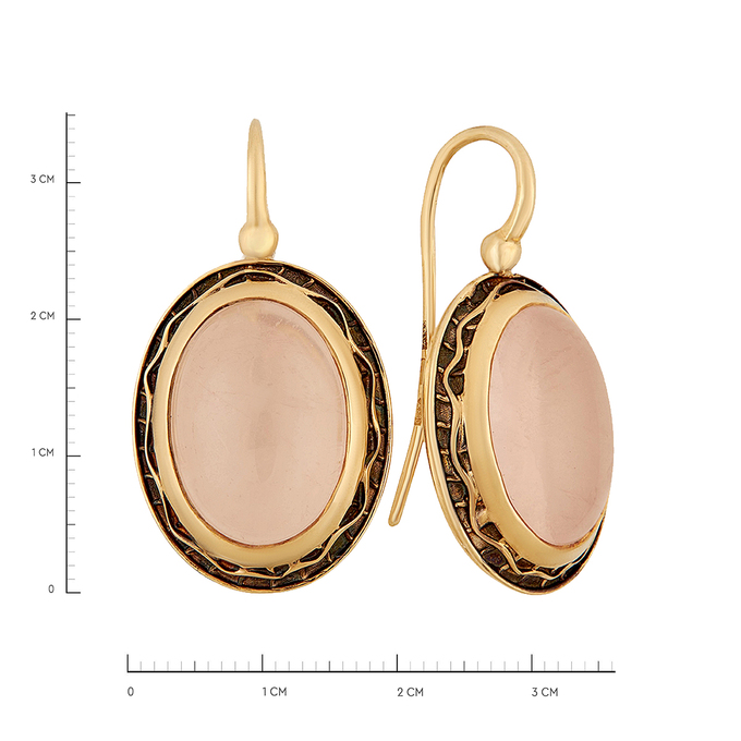 Серьги из золота 585 пробы c розовыми кварцами, Ц О007 1861 за 80000