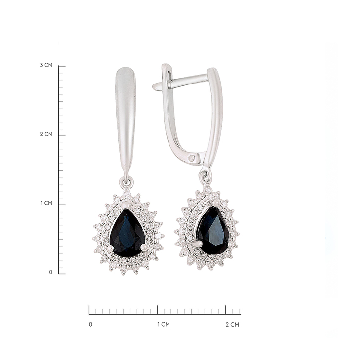 Серьги из золота 585 пробы c сапфирами и бриллиантами