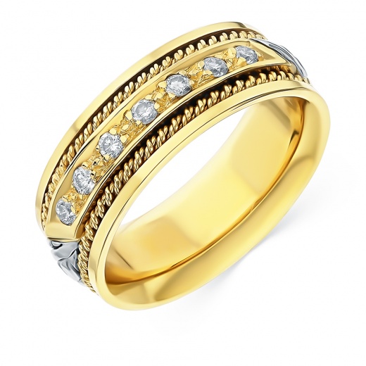 Кольцо из комбинированного золота 585 пробы c 7 бриллиантами 091971 фото 1