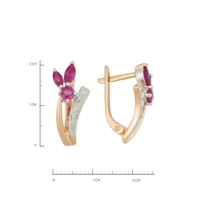 Серьги из золота 585 пробы с рубинами и бриллиантами, Л 5704 0373 за 48600