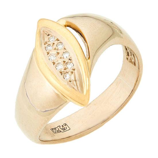 Кольцо из комбинированного золота 750 пробы c 8 бриллиантами, Л06159335 за 65400