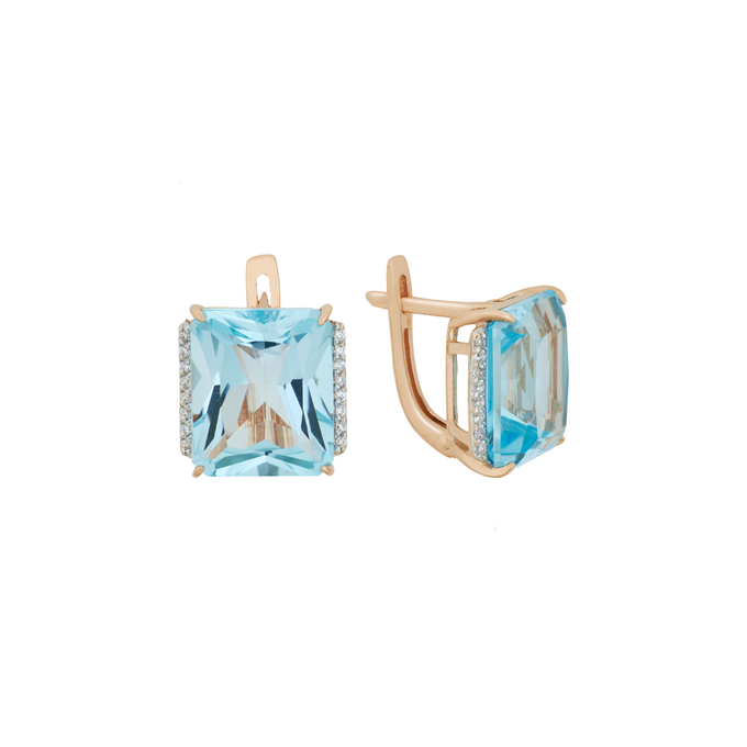 Серьги из золота 585 пробы c топазами и фианитами, Л 6602 1792 за 55200