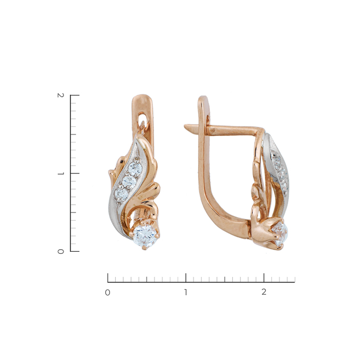 Серьги из золота 585 пробы c 8 фианитами, Л 3705 9187 за 17100