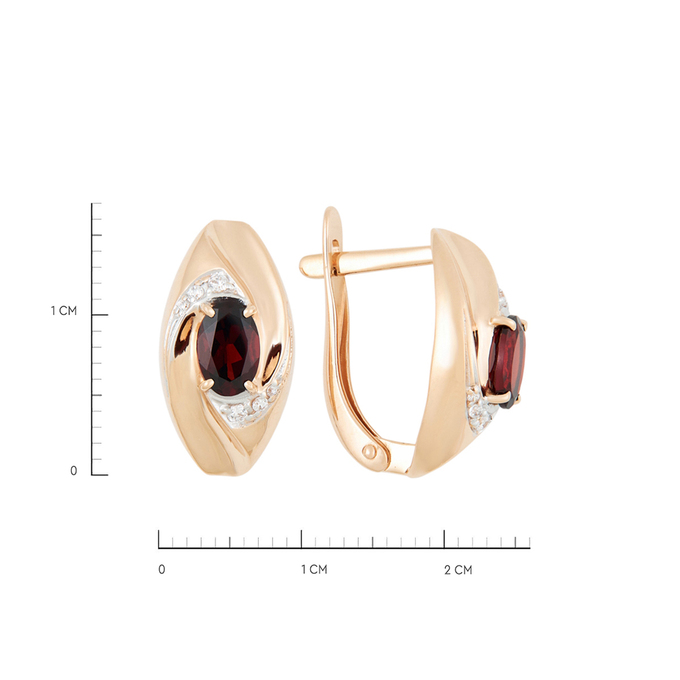 Серьги из золота 585 пробы c гранатами и фианитами, К 0000 3077 за 30000