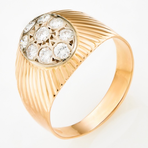 Кольцо из комбинированного золота 585 пробы c 9 бриллиантами Л33083068 фото 1