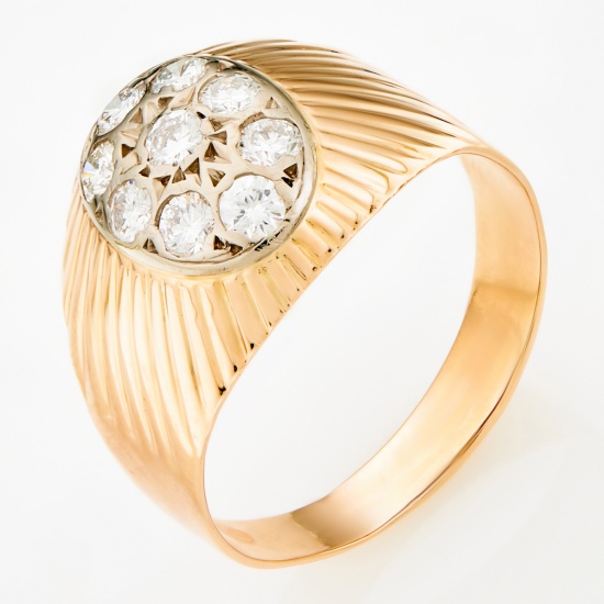 Кольцо из комбинированного золота 585 пробы c 9 бриллиантами