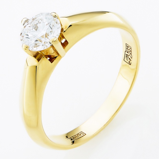 Кольцо из желтого золота 585 пробы c 1 бриллиантом, Л47041386 за 170 600 ₽