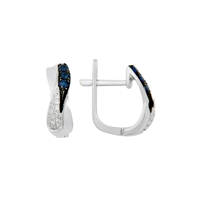 Серьги из золота 585 пробы c сапфирами и бриллиантами