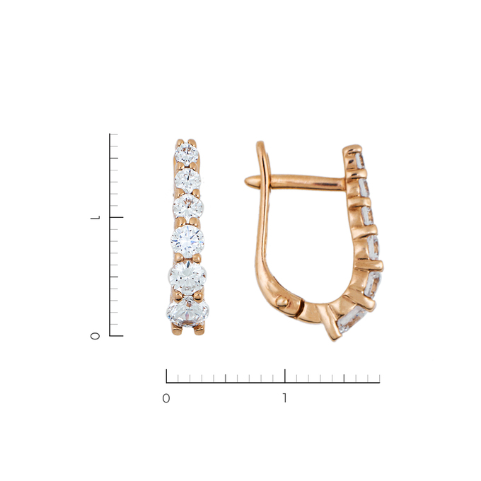 Серьги из красного золота 585 пробы c 12 фианитами, Л 0910 5833 за 6360