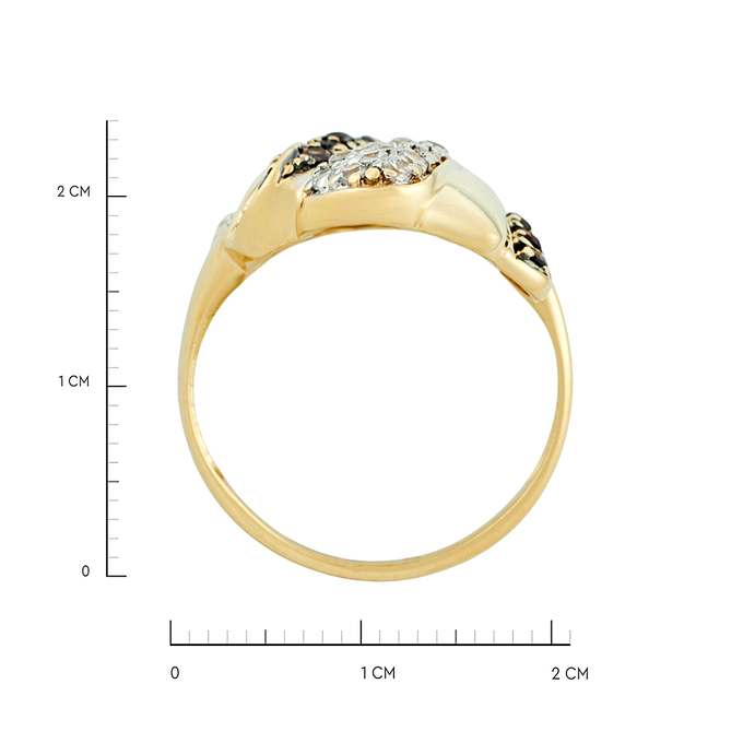 Кольцо из золота 585 пробы c фианитами и синтетическими камнями