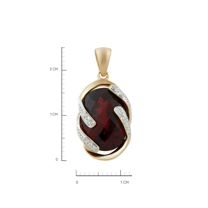 Подвеска из золота 585 пробы c гранатом и бриллиантами, Л 2811 4195 за 37600