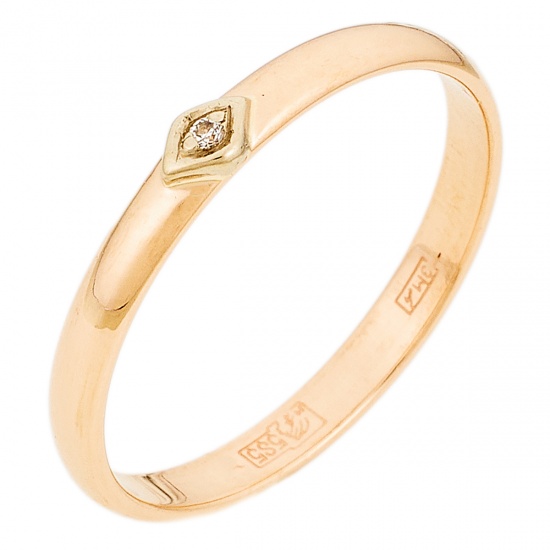 Кольцо из комбинированного золота 585 пробы c 1 бриллиантом, Л39102027 за 7500