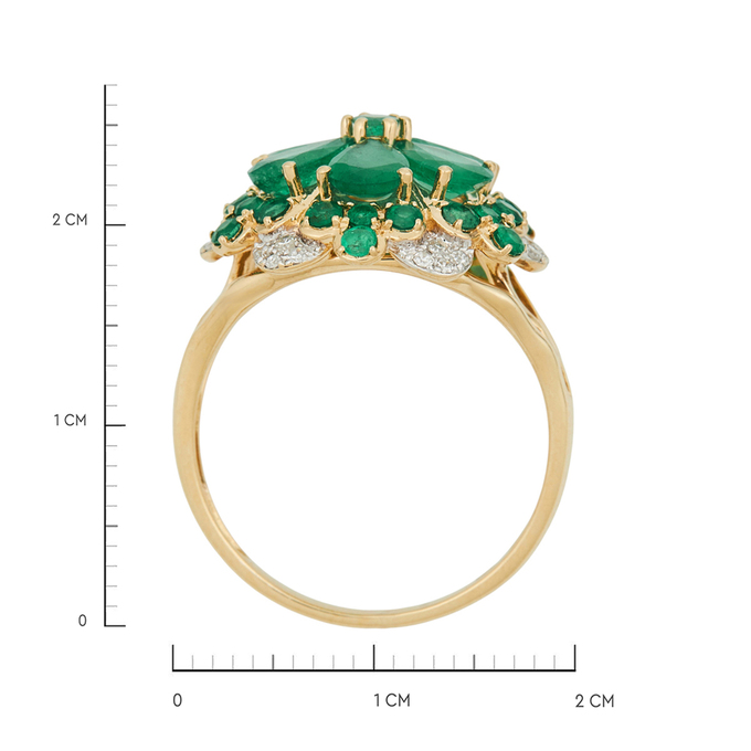 Кольцо из золота 585 пробы c изумрудами и бриллиантами, Л 1615 6196 за 90900