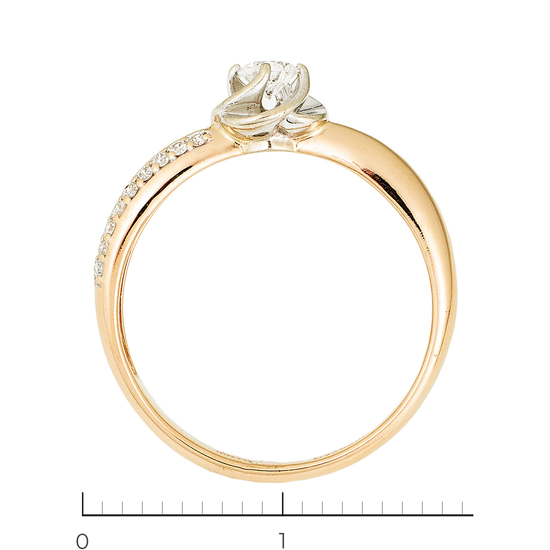 Кольцо из комбинированного золота 585 пробы c 19 бриллиантами, Л64019682 за 25830