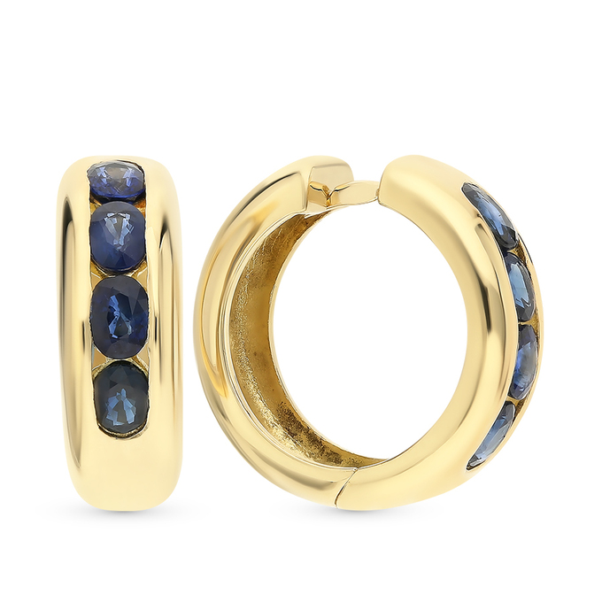 Серьги из желтого золота 750 пробы c 8 сапфирами