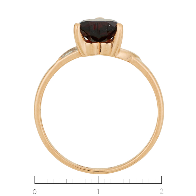 Кольцо из комбинированного золота 585 пробы c 1 бриллиантом и 1 гранатом, Л 4707 6290 за 13230