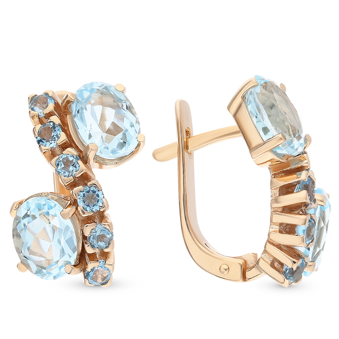 Серьги из золота 585 пробы c 16 топазами