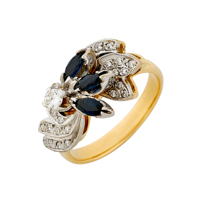 Кольцо из золота 750 пробы c сапфирами и бриллиантами, Л 2812 5122 за 110000