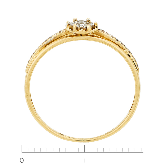 Кольцо из комбинированного золота 585 пробы c 21 бриллиантами, Л73021939 за 10400