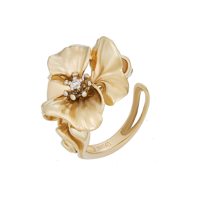 Кольцо из золота 585 пробы c бриллиантом, Л 2010 7866 за 89200