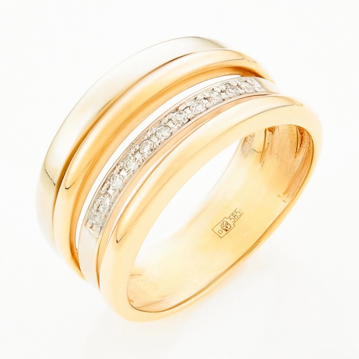 Кольцо из комбинированного золота 585 пробы c 11 бриллиантами Л06149491 фото 1