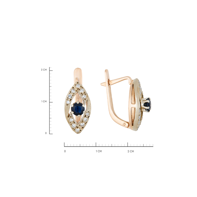 Серьги из золота 585 пробы c сапфирами и бриллиантами, Л 5703 5818 за 78000