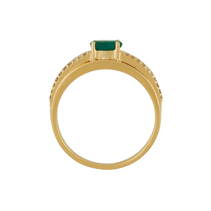 Кольцо из золота 585 пробы c изумрудом и бриллиантами, Л 3507 1935 за 45520