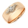 Кольцо обручальное из комбинированного золота 585 пробы c 1 бриллиантом 003874 фото 2