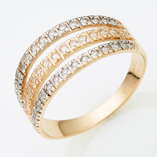 Кольцо из комбинированного золота 585 пробы c фианитами