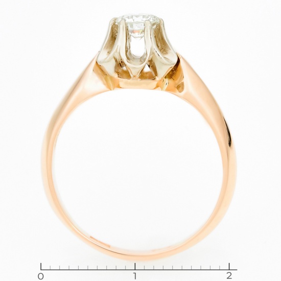 Кольцо из комбинированного золота 583 пробы c 1 бриллиантом, Л62011482 за 75000