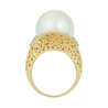 Кольцо из золота 585 пробы c бриллиантами и имитацией жемчуга