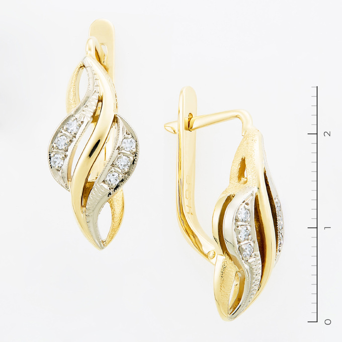 Серьги из золота 750 пробы c 6 бриллиантами