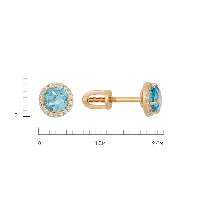 Серьги из золота 585 пробы c топазами и фианитами, Ц О007 1753 за 18080