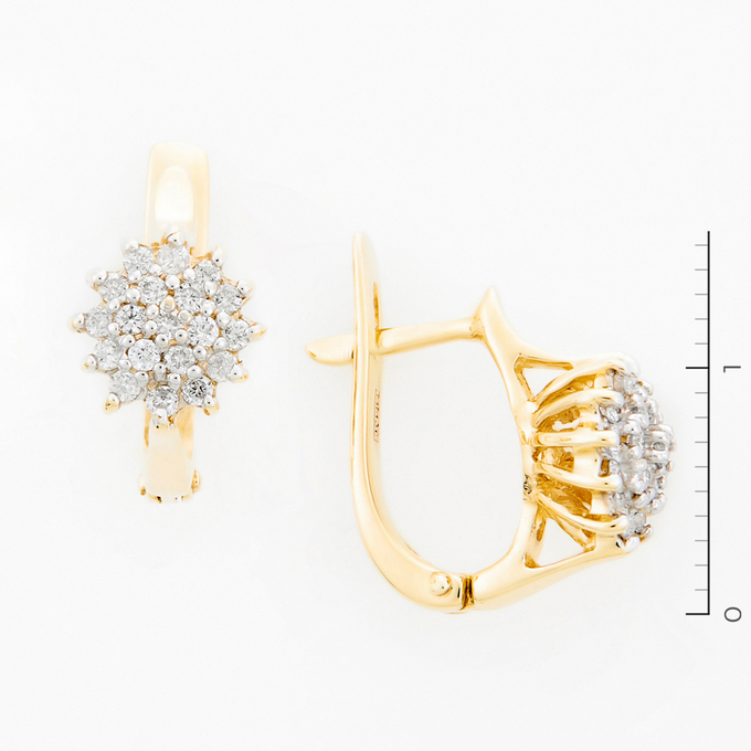 Серьги из золота 585 пробы c 38 бриллиантами